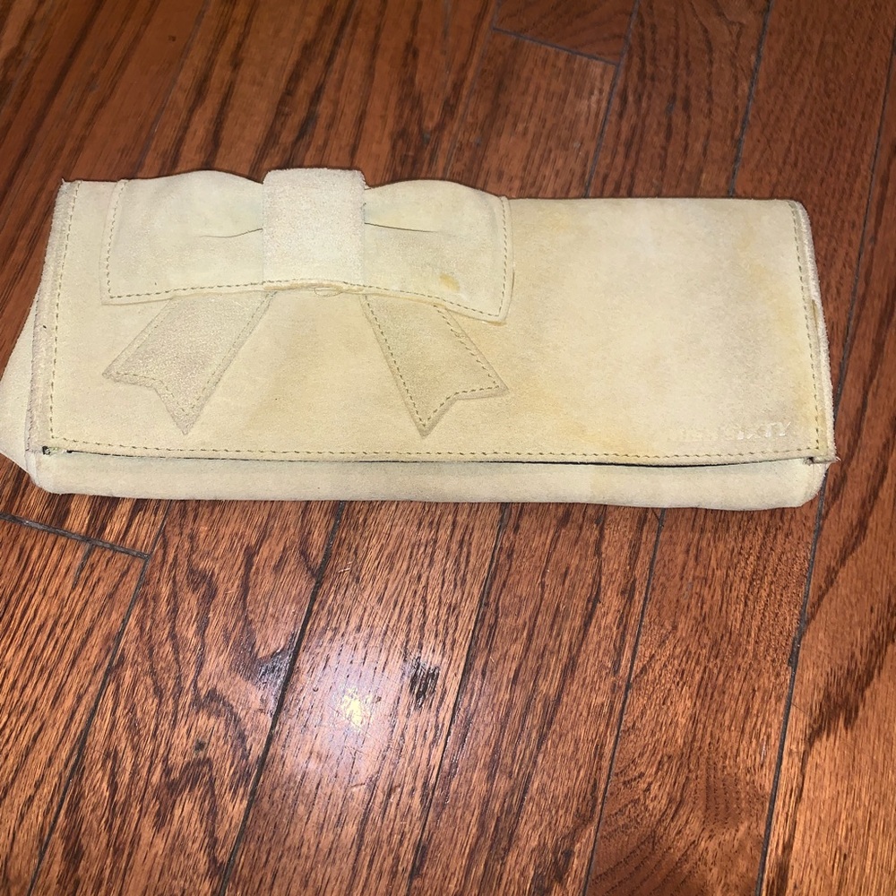Miss sixty light green suede clutch bag